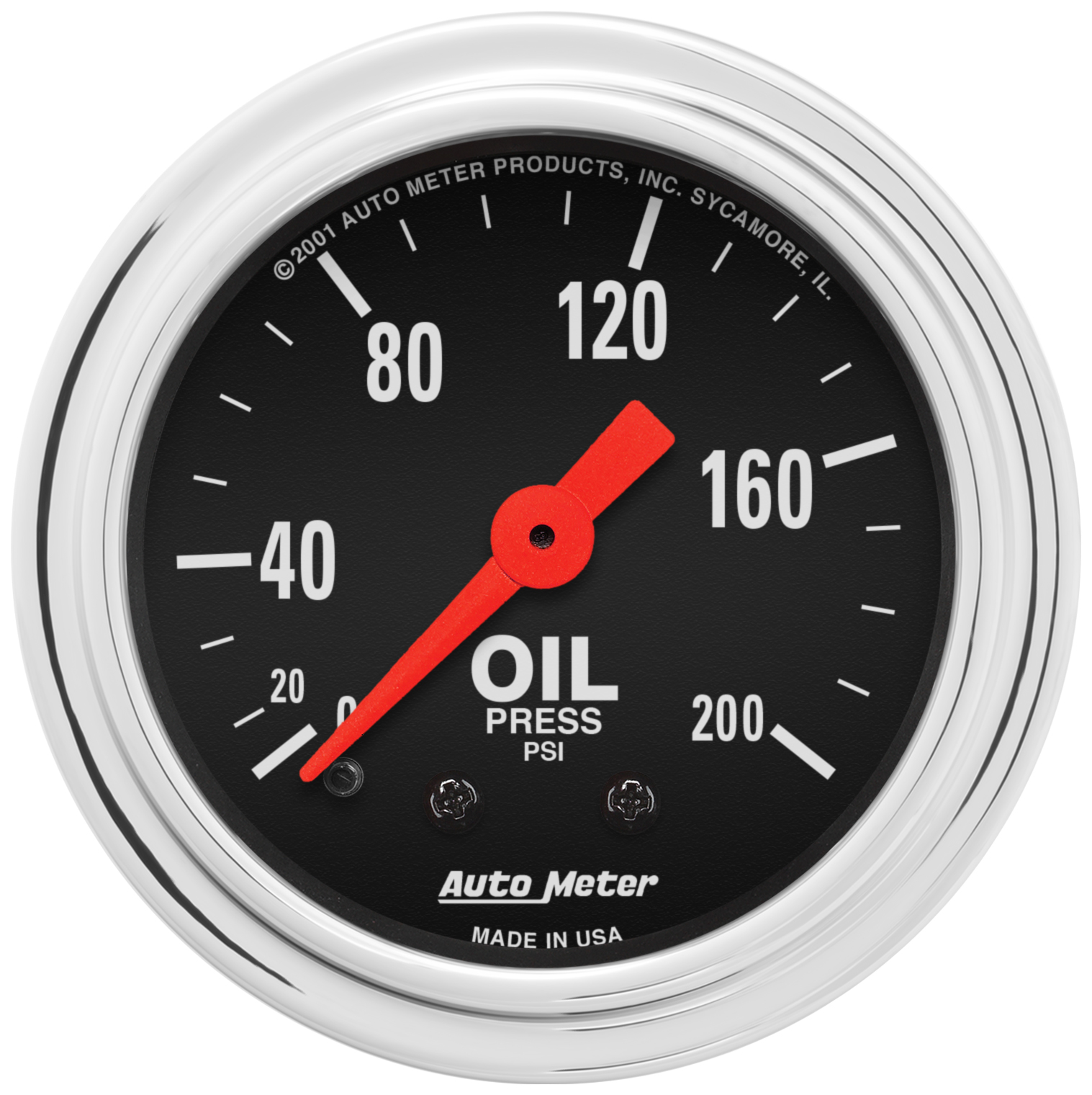 AutoMeter 2-1/16 In. OIL PRESSURE, 0-200 PSI, TRADITIONAL CHROME
